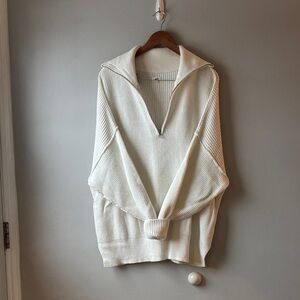 Oversized cotton quarter zip sweater